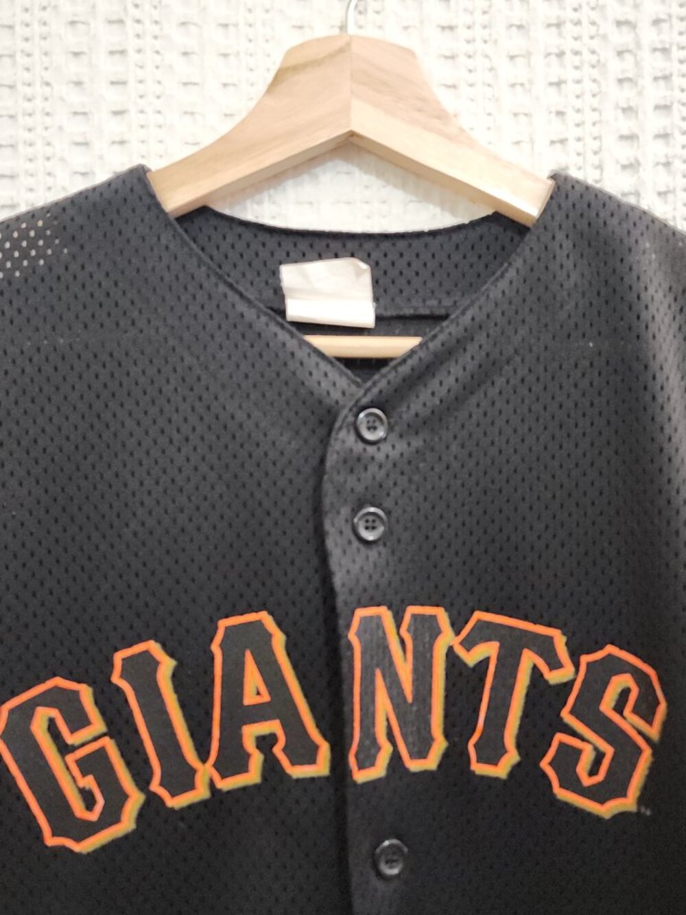 Vintage San Francisco Giants Jersey Majestic Black Mesh MLB Button Up Size Small - Picture 7 of 14